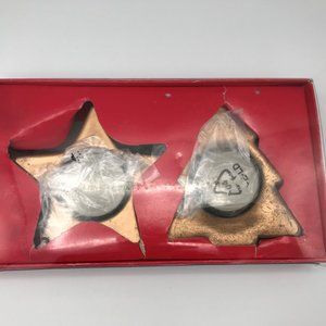 Holiday Star & Christmas Tea Light Candle Holder Decorative Set of 2